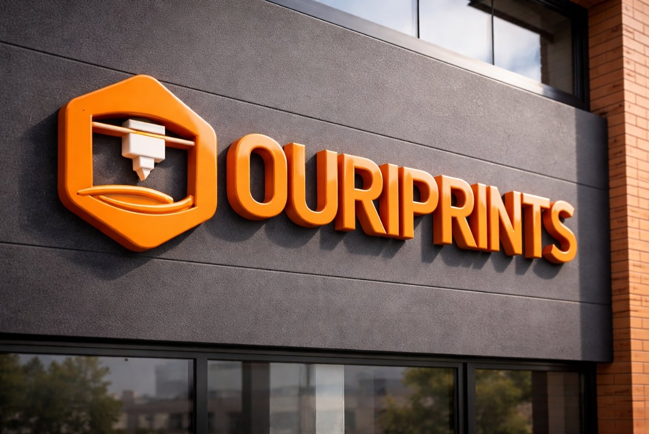 Case de logotipo em alto relevo para fachada